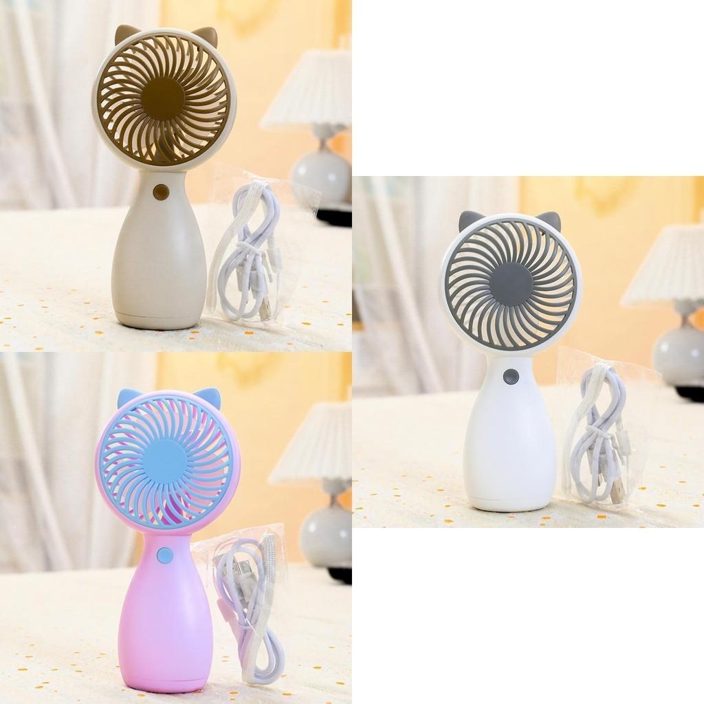 Мини Портативный Ручной Вентилятор с Кошачьими Ушками, Перезаряжаемый через USB, с Тремя Регулируемыми Режимами Сильного Ветра