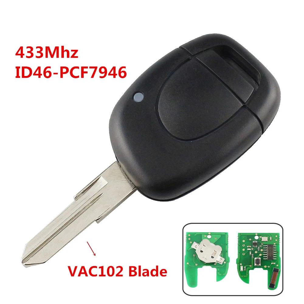 433MHZ ID46 Remote Car Key For Renault Clio II Master Twingo Kangoo 1 2 3 Simbol Scenic Laguna Espace Trafic VAC102/NE73 Blade