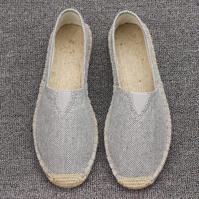 Summer Handmade Linen Sole Straw Shoes Men's One-pedal Lazy Fisherman Shoes Casual Breathable Sweat-absorbing Single Shoes Canvas Shoes