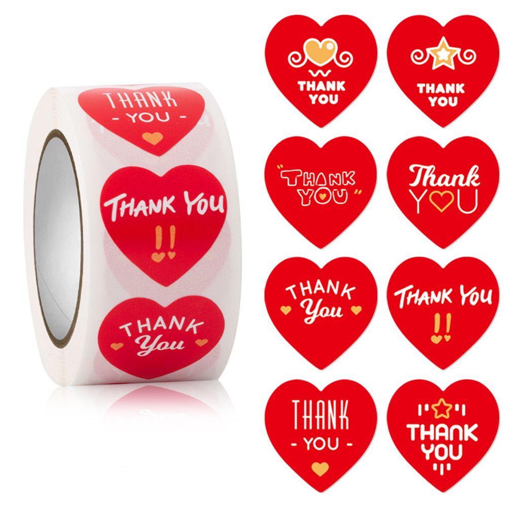 Цветочные наклейки в форме сердца на День святого Валентина 500 шт./рулон Наклейки-этикетки «Спасибо» Наклейки-пломбы