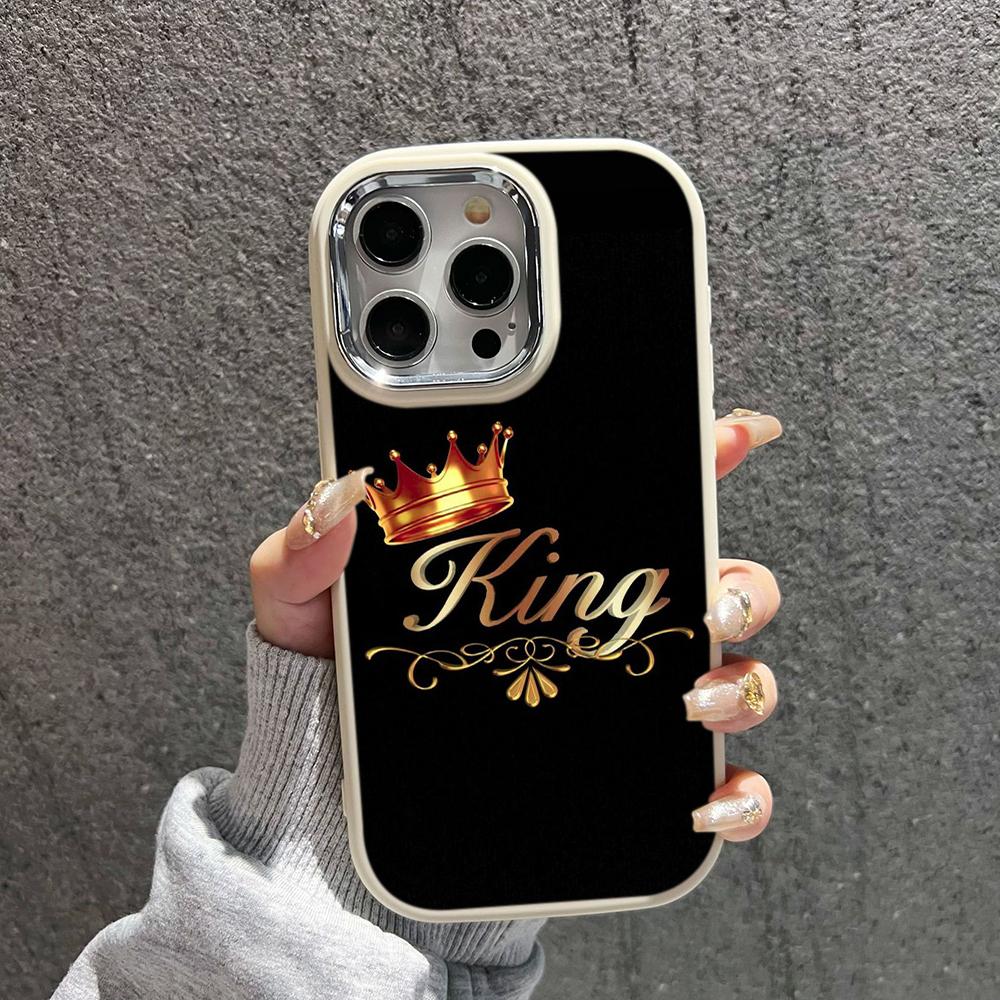 Мягкий чехол-накладка N84 King Queen Couples для Samsung S24 Ultra A14 iPhone 16 Pro Max Xiaomi Redmi Note13 с защитой корпуса камеры