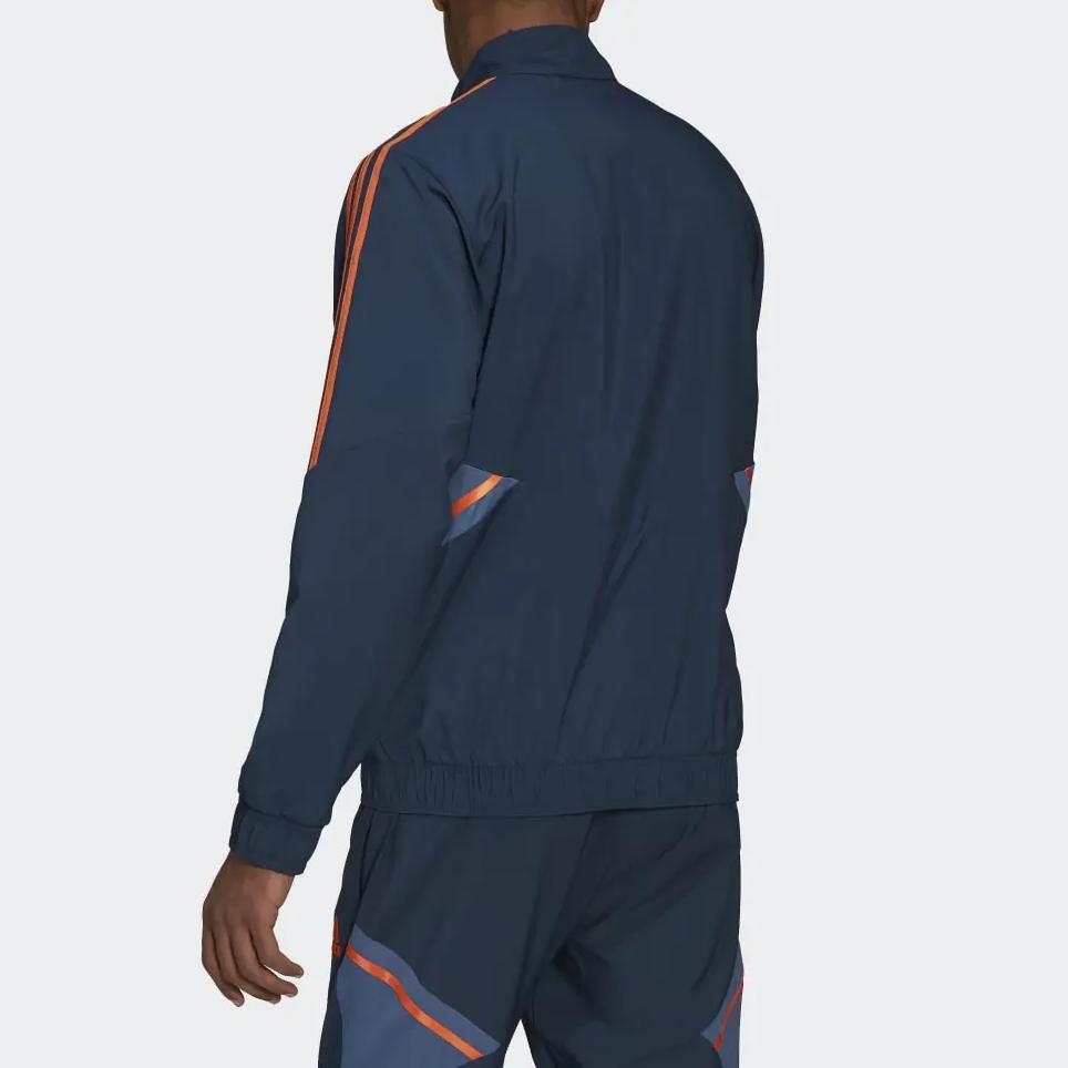 Adidas Куртка мужская Manchester United Condivo 22 Zip Retro Sports Stand Collar Glossing Jacket Men Jacket Navy-Blue HH9322