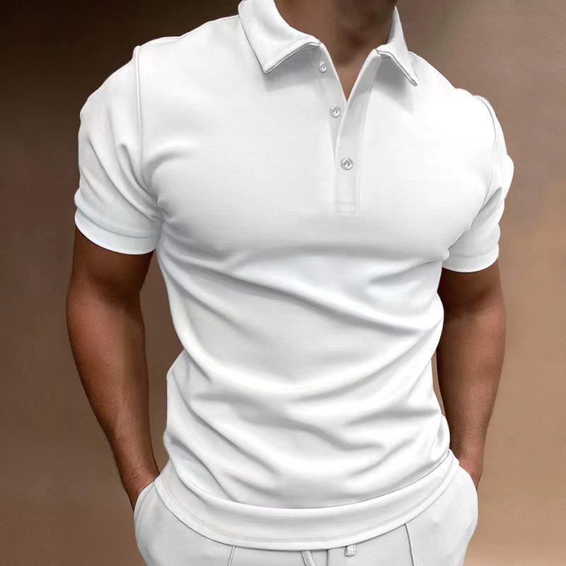 2025 Summer European & American Men's Polo Short-Sleeve Button Shirt
