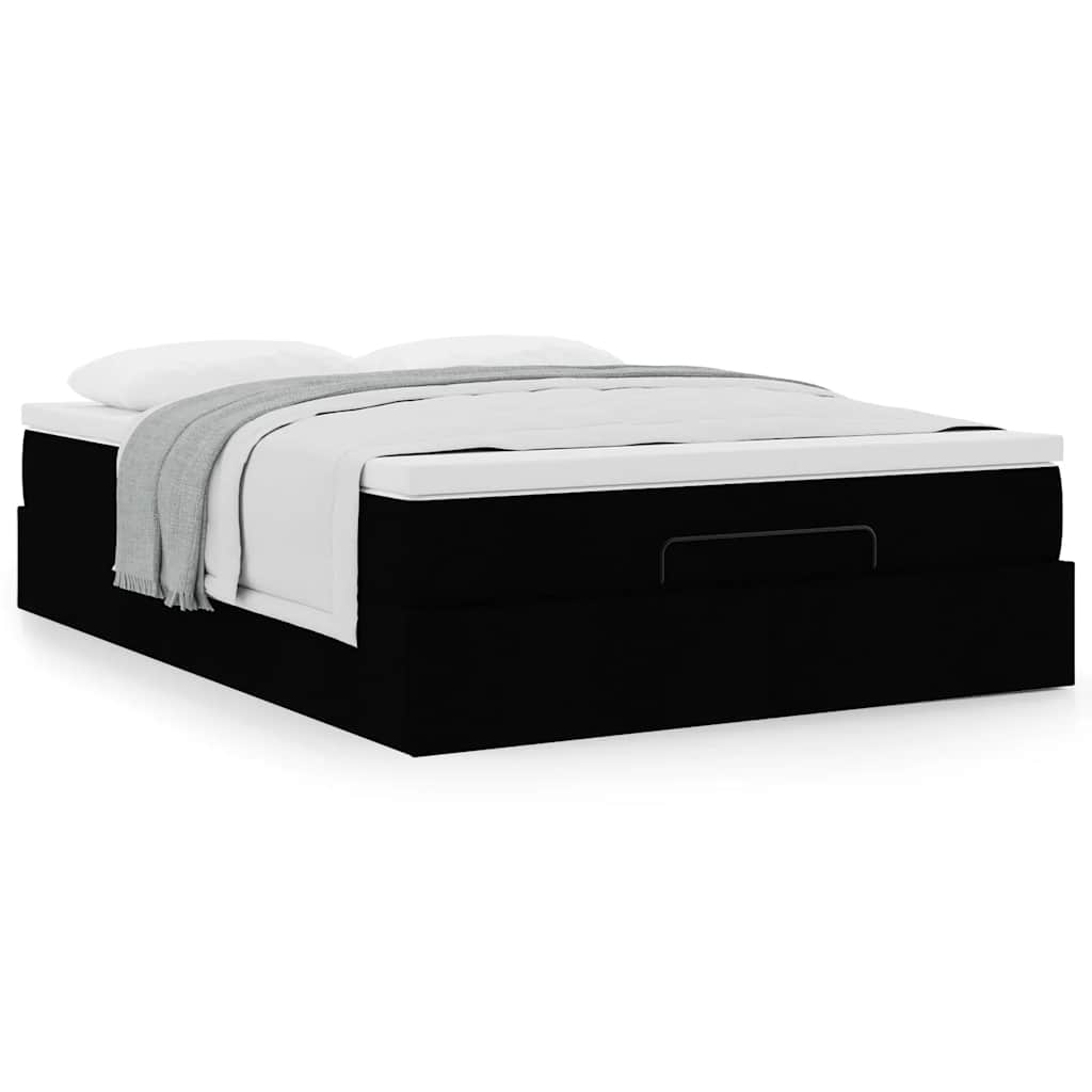 Ottoman Bed with Mattress Black 140x190 cm Faux Leather