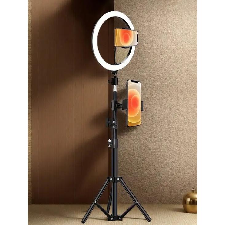 110cm tripod stand+O-clip, equipped with 10 inch live streaming ring fill light and selfie live streaming artifact