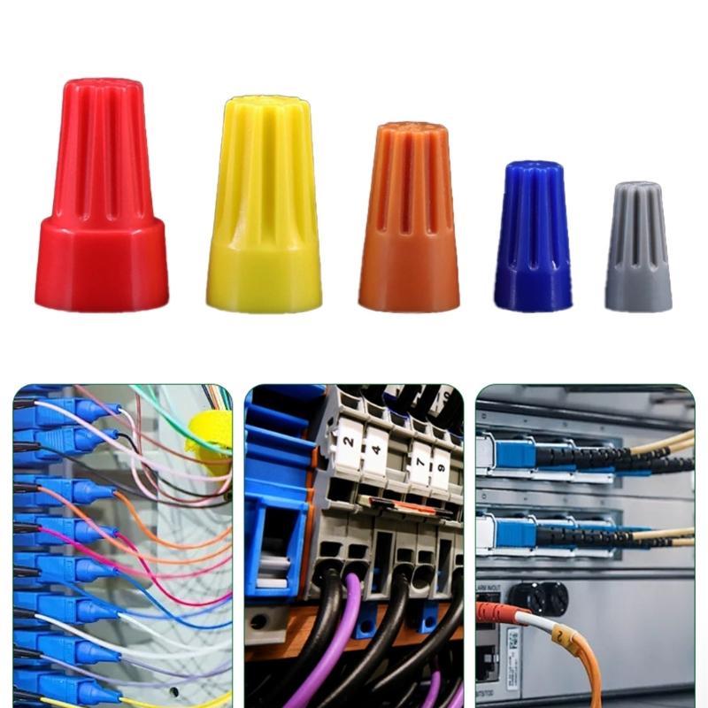 Соединители для проводов с стальной пружиной для стабильного соединения 300 шт. Легко закручивающиеся ребристые колпачки для электрического соединения проводов