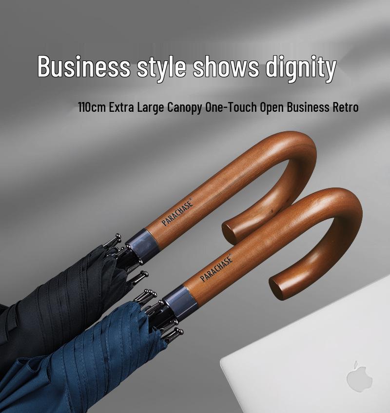 PARACHASE Ретро Мужской Большой Минималистичный Зонт - Модный Автоматический Зонт с Длинной Ручкой для Двух Человек