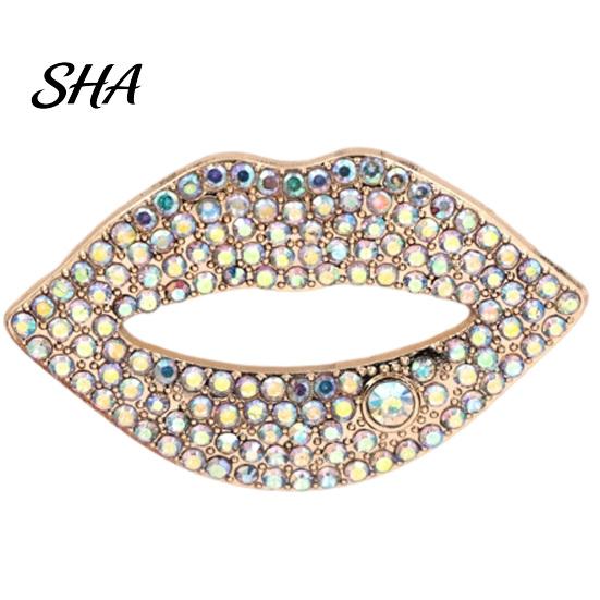 Decorative Jewelry Sexy Rhinestone Lip Brooch for Women, Red Shape Lapel Women Pins Pin, Clothing Accessory Suits Coats Scarves Shawls Bags