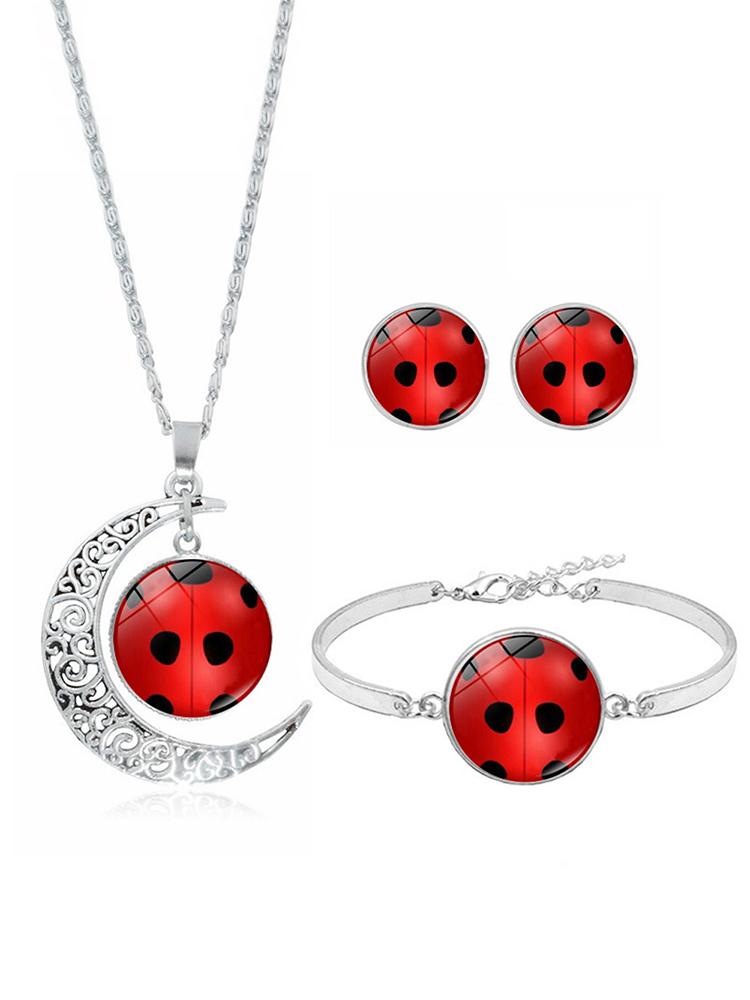 1 Set Cute Red Ladybug Set Good Luck Ladybug Jewelry Lover Gift For Women