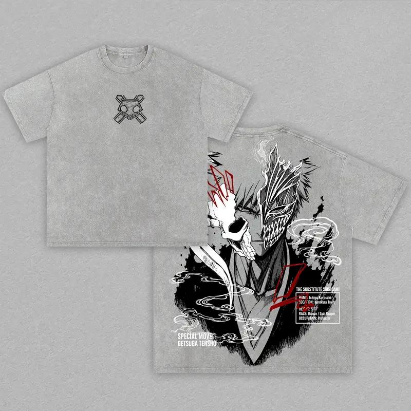 Kurosaki Ichigo BLEACH Clothing Men Women Short Sleeve Manga T-shirts Washed T Shirt Casual Cotton Tee Harajuku Street Tshirt
