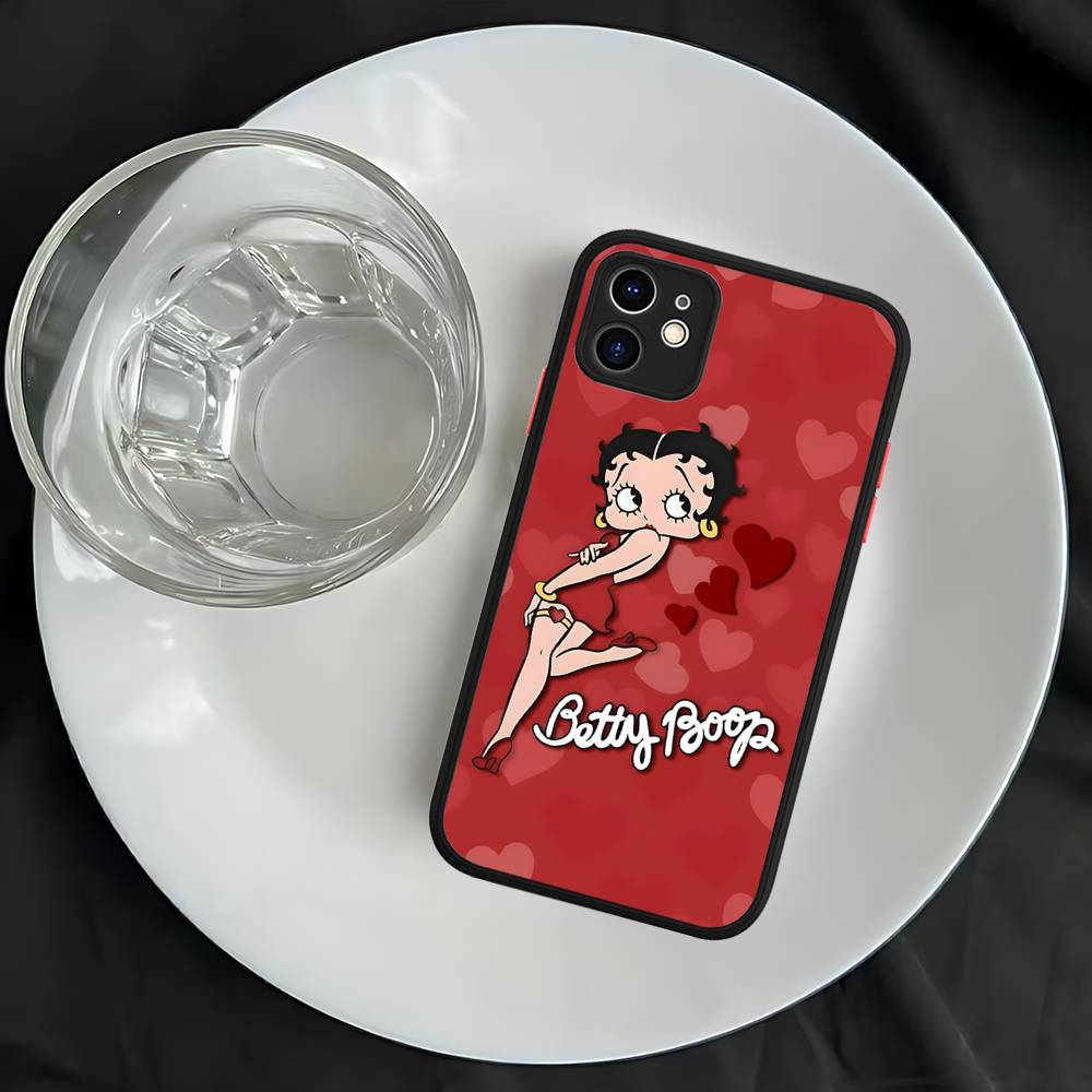 Чехол для телефона B-Bettys Boops для iPhone 16 15 14 Plus 15 13 12 11 Pro Max X XS MAX Матовый чехол