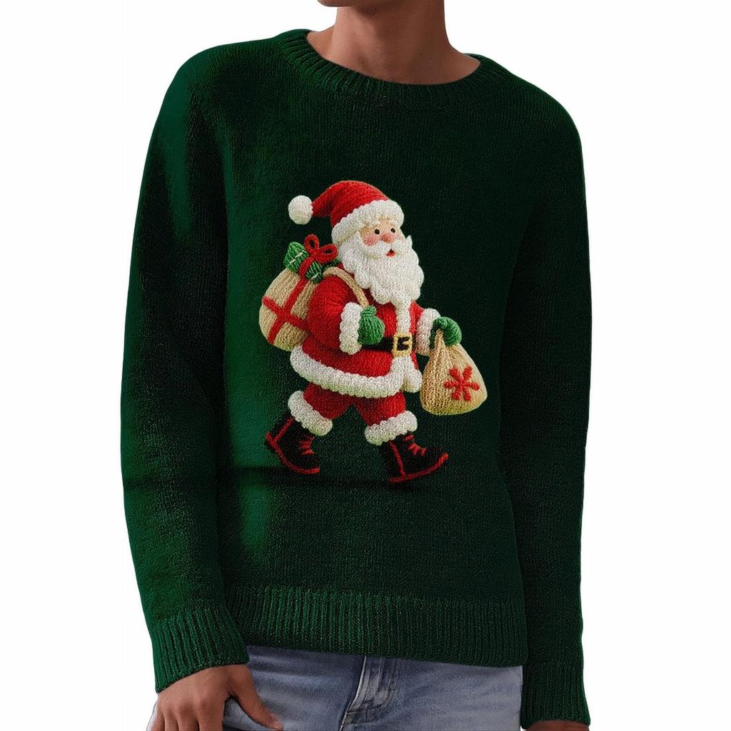 Женский модный пуловер с рождественским принтом, с длинным рукавом и вырезом под горло, вязаный свитер-топ