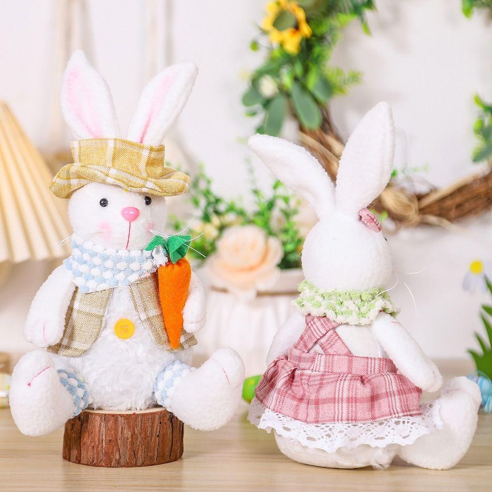 Creative Easter Rabbit Ornament Cute Doll Rabbit Figurine Decoration Party Scene Prop