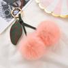 Cherry Faux Mink Fur Plush Keychain: Rabbit Bag & Backpack Ornament Gift
