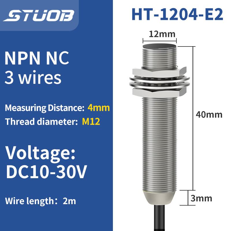 M12 3 Wire Inductive Proximity Sensor DC10-30V NPN PNP NO NC 2m Cable Metal Switch