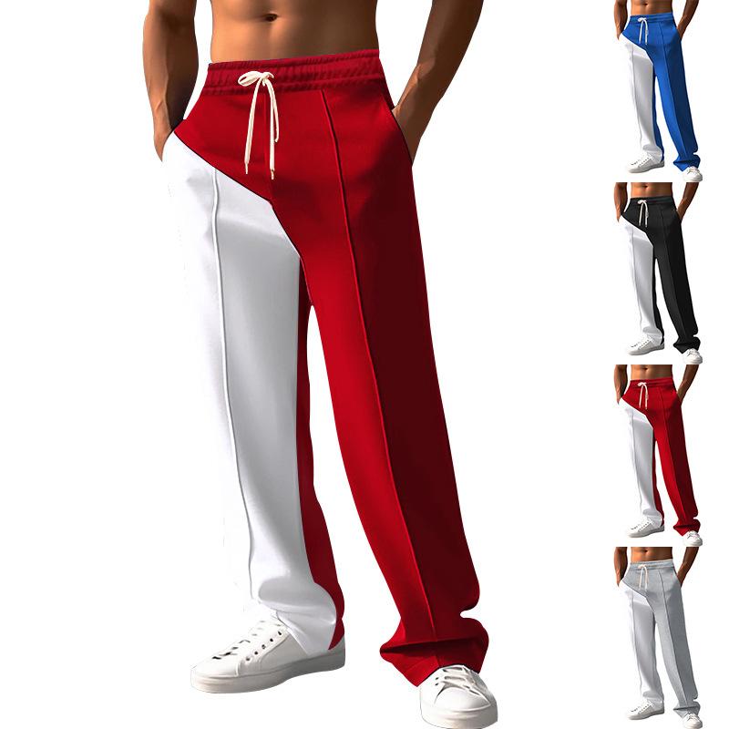 Мужские повседневные брюки весна-лето прямые сращивающиеся цветные повседневные брюки большого размера свободные брюки большого размера простые щедрые мужские удобные повседневные