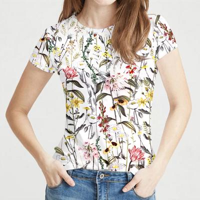 Женские футболки с цветочным принтом, уличная одежда, короткий рукав, 3D-принт с цветочным принтом, женская футболка, летние свободные повседневные женские базовые топы, футболка