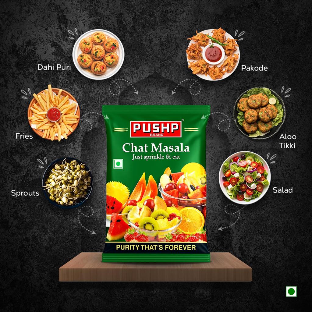 Pushp Chat Masala Tangy And Spicy Seasoning Blend For Fruits Snacks Salads And Chaats Authentic Flavor Enhancer200G X Pack Of 2