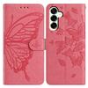 For Samsung Galaxy S25+ Case Butterfly Imprinted Wallet Stand PU Leather Flip Phone Cover with Strap