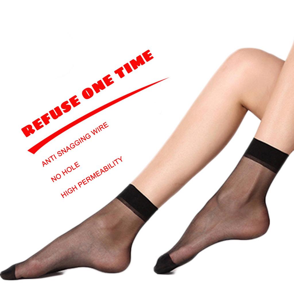 10 Pairs Women Nylon Elastic Short Ankle-Sheer Stockings Silk Short Socks