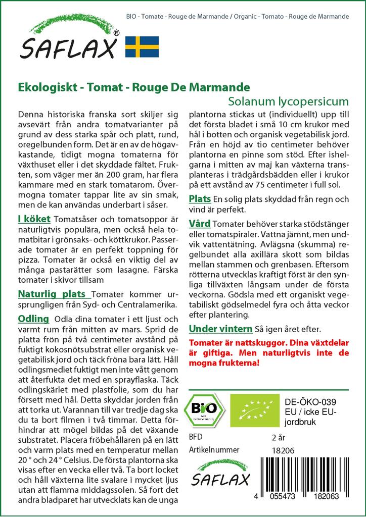 SAFLAX Garden in the Bag - Органический - Помидор - Rouge de Marmande - 10 семян - С субстратом в подходящем пакете - Solanum lycopersicum