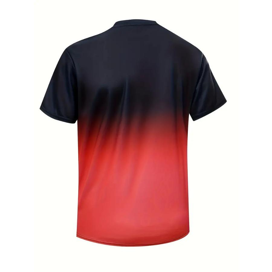 Vibrant Gradient Color Paris Graphic Print T-Shirt - Short Sleeve Crew Neck Tee Casual Breathable Comfortable Summer Outdoor Mens Clothing