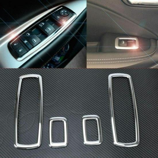 Window Lift Switch Button Cover Trim Frame For Jeep Grand Cherokee 2011+ Chrome