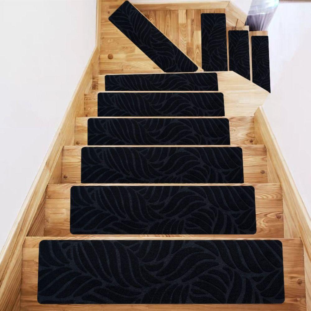 TPR Stair Treads Carpets 76x20cm Brushed Embossed Carpet Indoor Stepping Mat for Kids Elder
