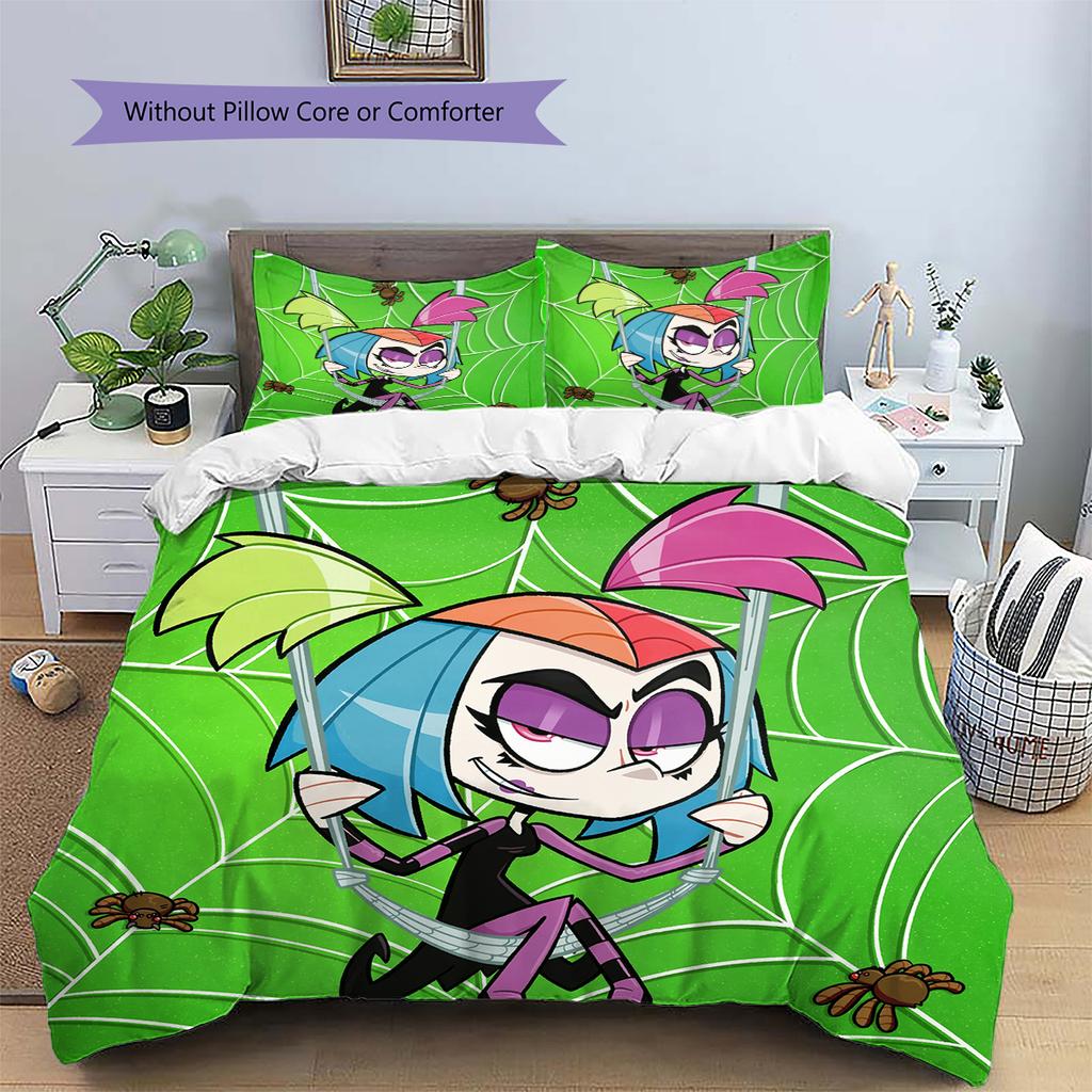 Little Bug Girl Pattern Bedding Quilt Set Home Decoration Gift (1 * duvet cover + 2 * pillowcase without core)