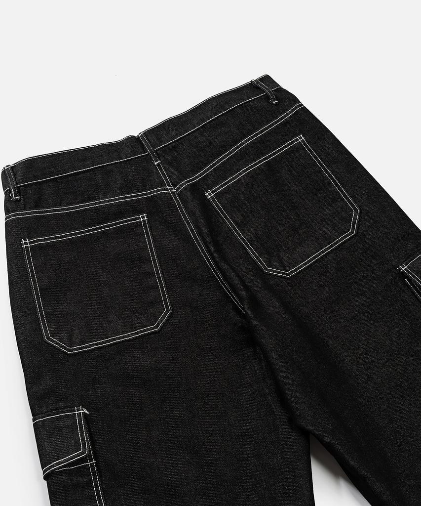 VASTIC Wide Cargo Denim Bermuda Pants_Black