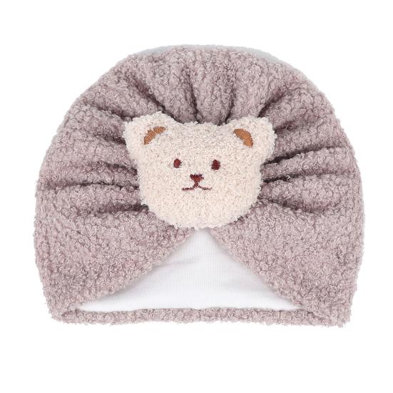 Children Hat Cartoon Bear Design Comfortable Elastic Fit Knitting Hat All-Round Thermal Protection Winter Baby Hat