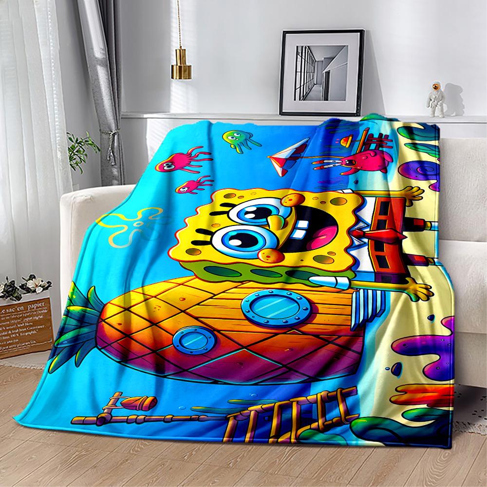 Spongebob Snail Adventure Blanket Comfortable Perfect for Picnics Livingroom Office Four Seasons Universal Stylish Decor Gifts For Family Or Friends