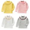 Durable Child Kids Girls Long Sleeve Solid T-Shirt Soft Casual Ruffle Neck Tops Clothes