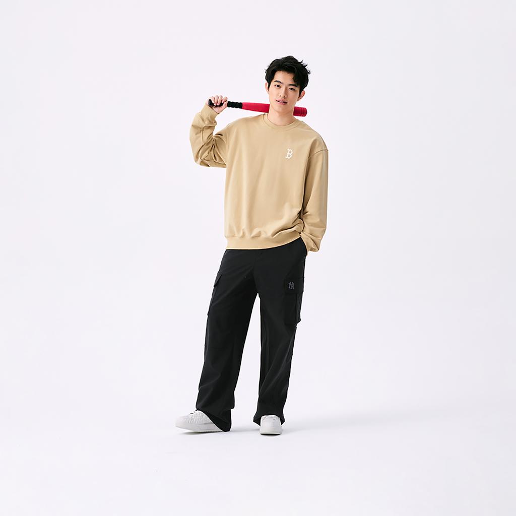 MLB MONOGRAM Collection Boston Red Sox SS25 Crew Neck Sweatshirt Unisex Light Beige Yellow 3AMTM0451-43BGL