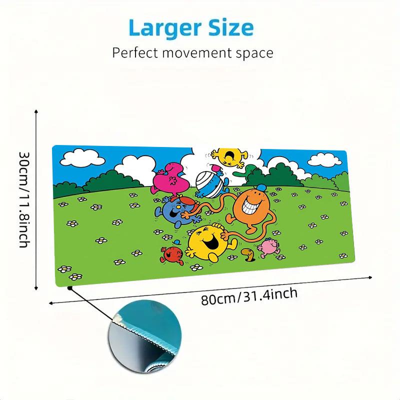 Mr. Men Little Miss Large Size Mouse Pad Large Gaming Table Cushion Non-slip Laptop Tablet Big Mousepad XXL Mat Mini PC Playmat With Lock edge