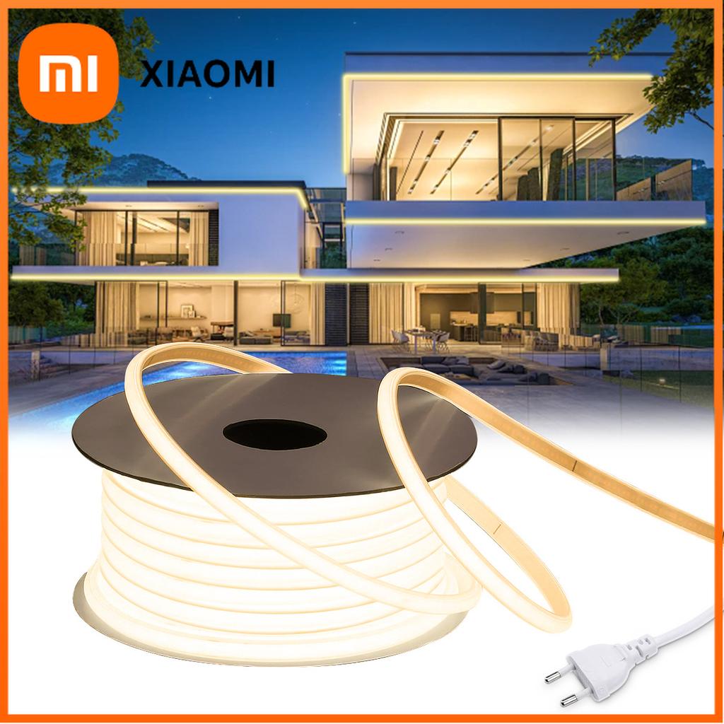 Xiaomi 110В 220В Светодиодная лента COB для улицы, водонепроницаемая, рождественский декор, 5/10/20/30м, неоновая светодиодная лента с переключателем, садовое освещение для кухни