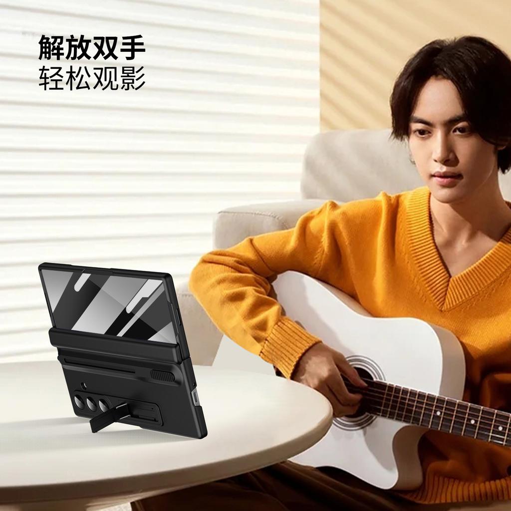 Для Samsung Galaxy Z Fold 8 Чехол Жесткий ПК Матовый С Подставкой С Держателем Для Стилуса Защитная Пленка Задняя Крышка Чехол Для Samsung Z Fold 8 7 6 5 Корпус