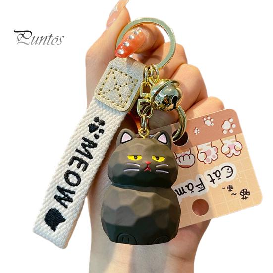 Милый смоляный брелок с котом и колокольчиком, 3D кукла, ремешок с буквами, подарок для женщин и девочек, мультяшное животное, котенок, автомобильный брелок, подвеска, украшение для рюкзака