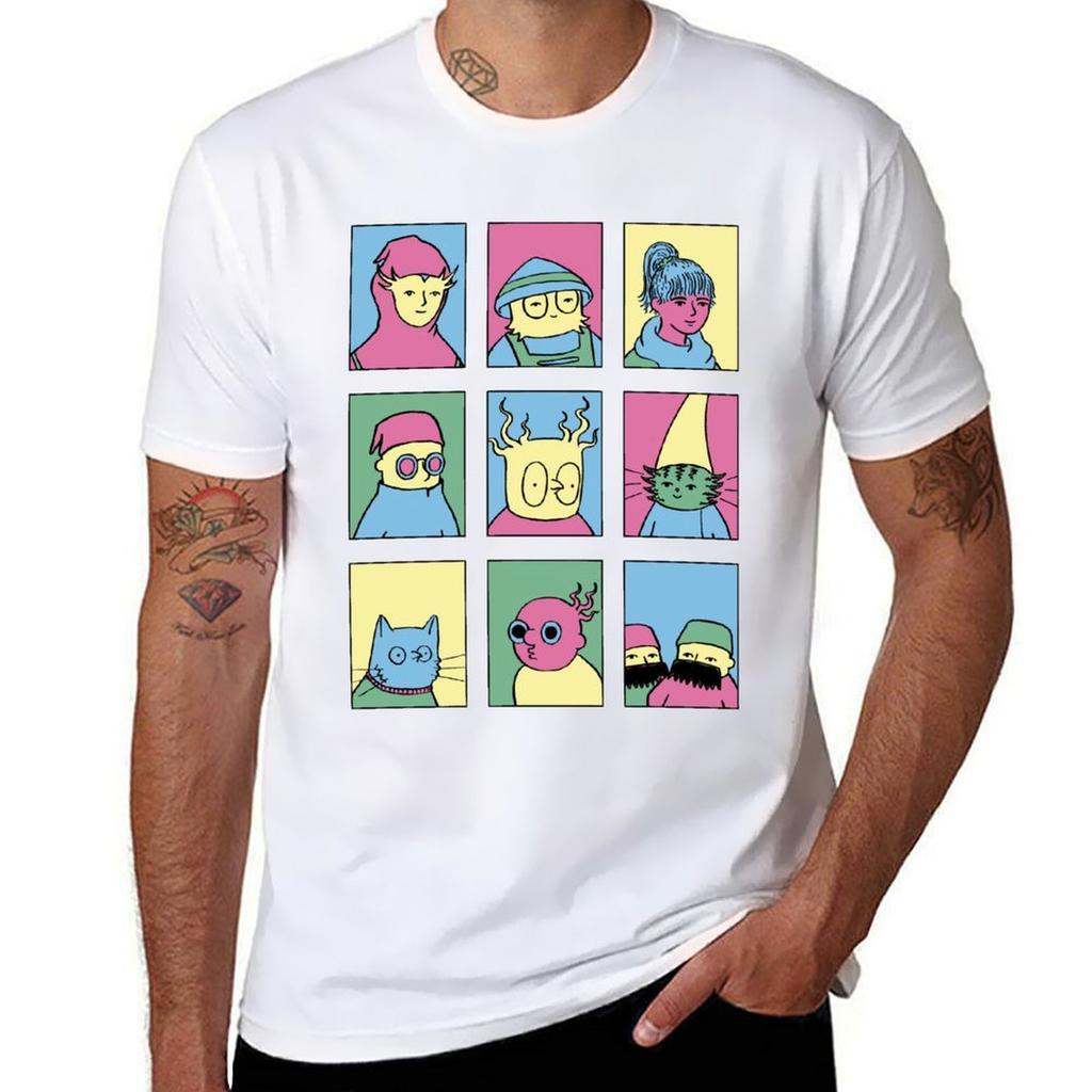 Character Grid TShirt Summer Casual Loose TShirt