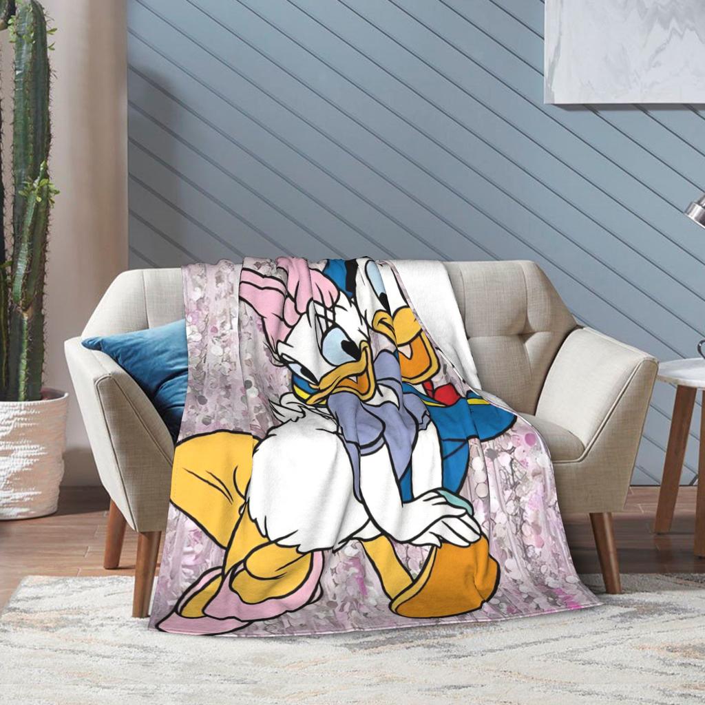 Funny Cute Daisy Duck Blanket Multiple Sizes Warm Cozy Fluffy Throw Blankets for Sofa Couch and Bed