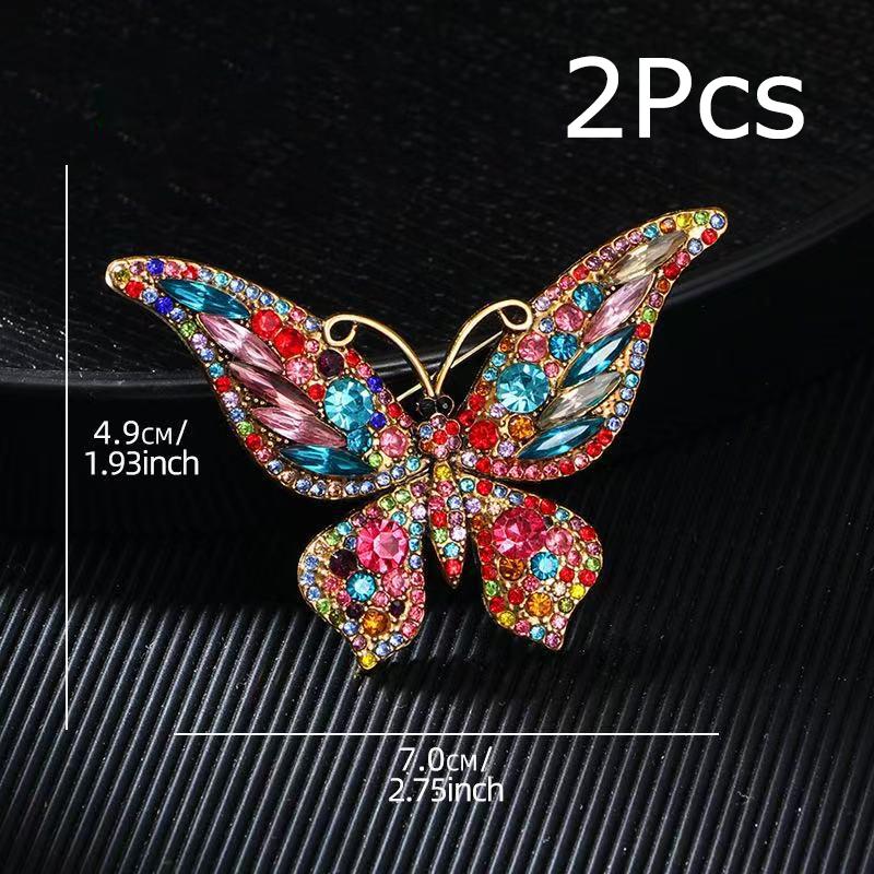 Ретро Подарки Брошь-цветок на грудь в виде бабочки Светская жизнь Инкрустированные бриллиантами Красочные тканевые аксессуары Модная элегантность 1 шт.