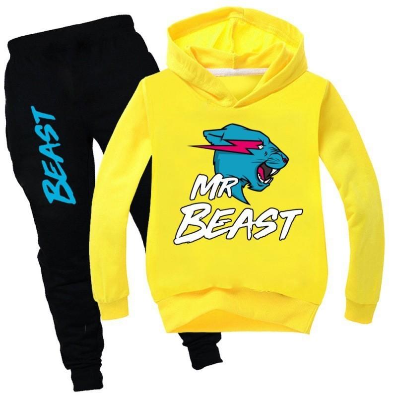 Модный набор худи с мультяшным принтом Mr Beast для мальчиков и девочек. Удобный и стильный