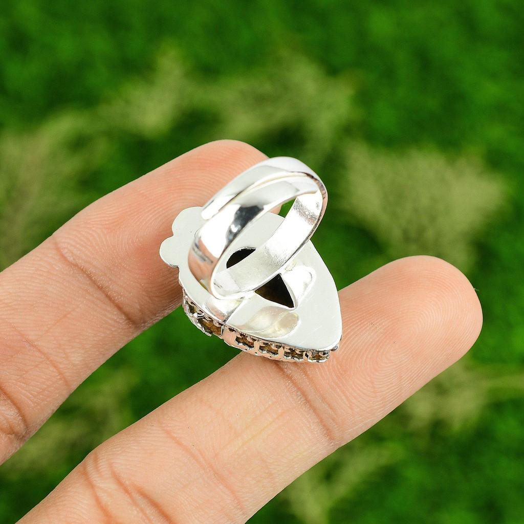 Gift For Her 925 Silver Natural Bauxite Gemstone Stackable Adjustable Ring
