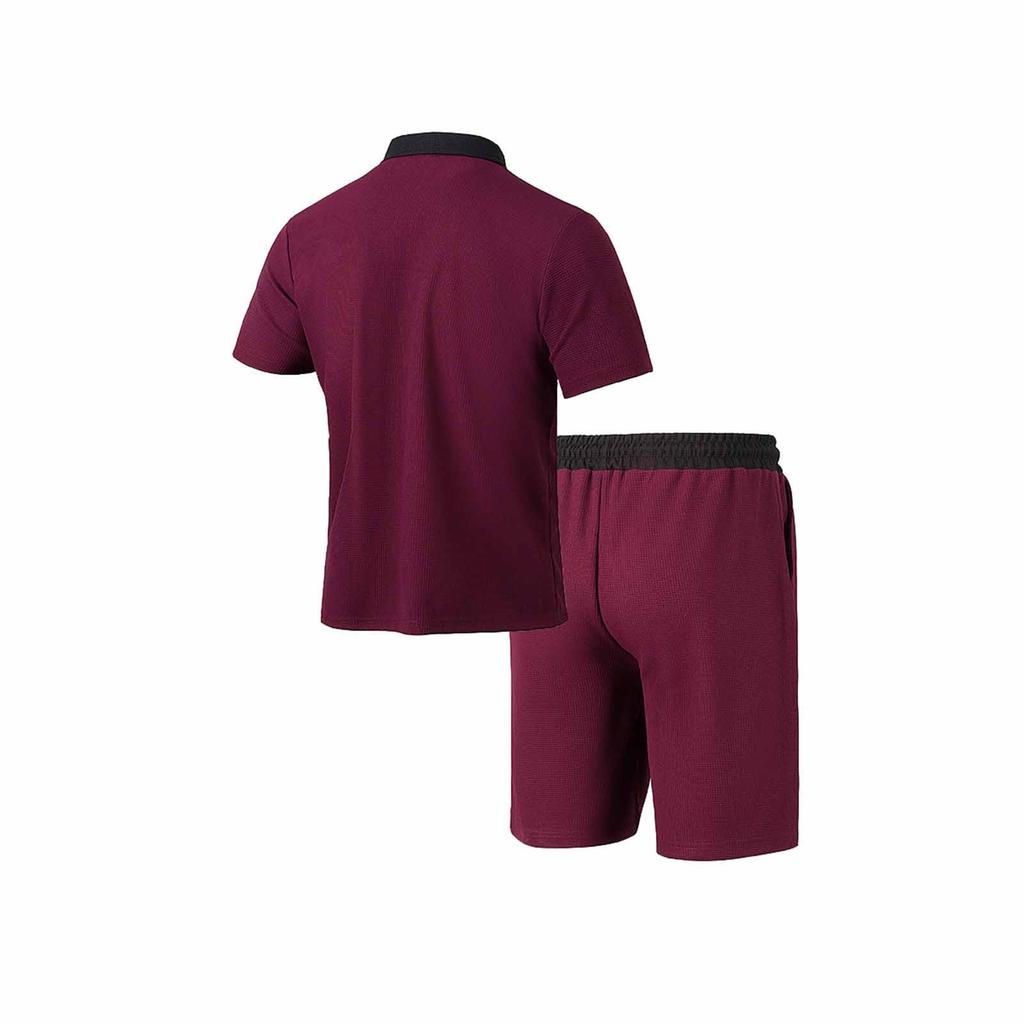 Мужская летняя однотонная рубашка с коротким рукавом и лацканами на пуговицах, комплект из шорт