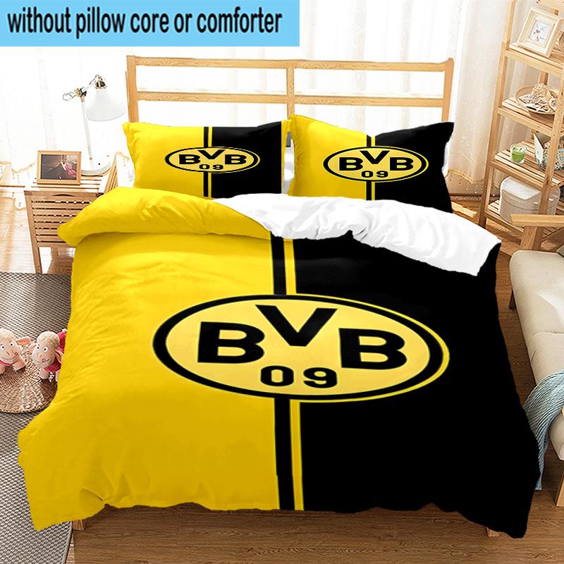 3pcs Borussia Dortmund Printed Bedding Set Duvet Cover Closure Includes 1 Duvet Cover & 2 Pillowcases Bedding Sets Home Decor Gifts