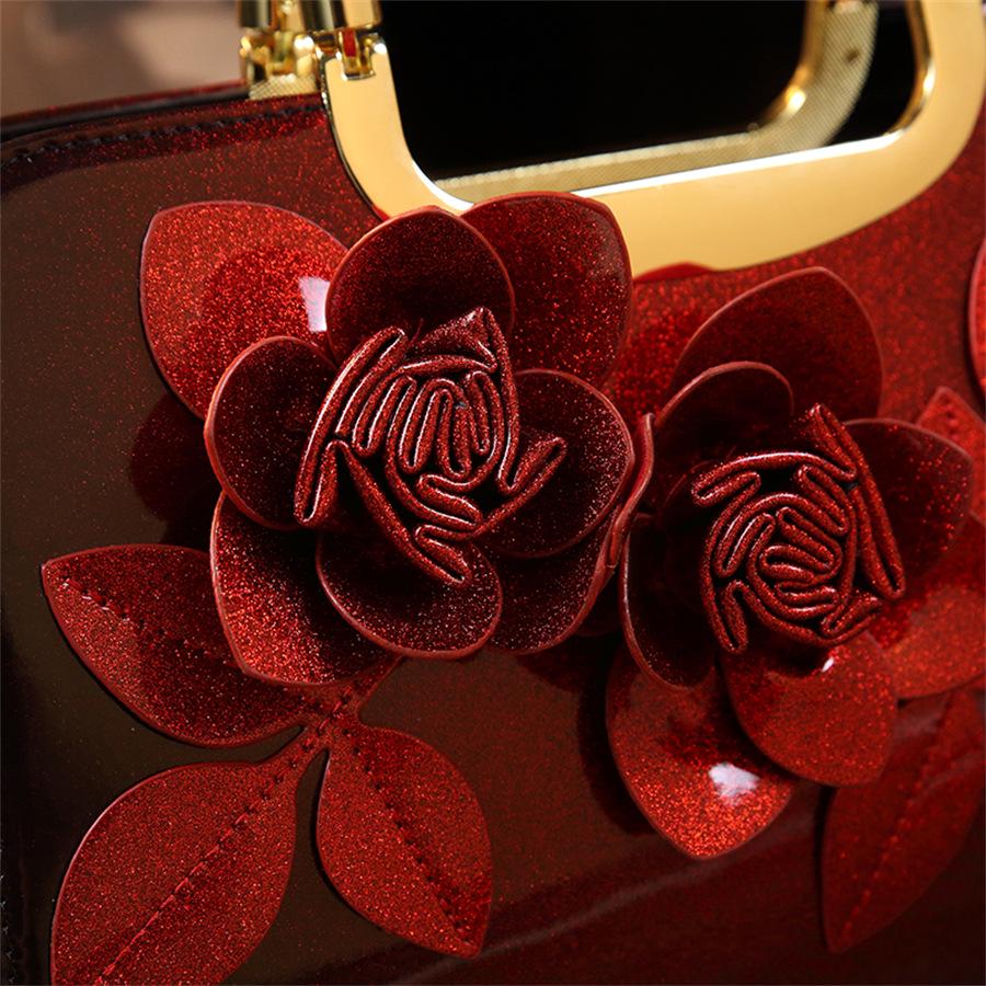 Градиентный цвет 3D аппликация глянцевая лакированная кожа сумка-тоут через плечо