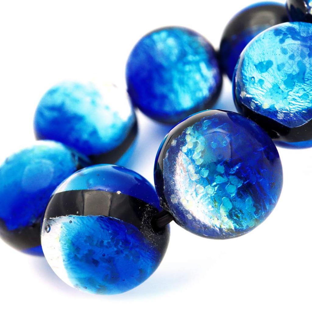 [GOLD STONE] Yonaguni Blue Firefly Glass 12mm Glowing Bracelet from Yonaguni Island, Okinawa, Inner Diameter: Approx. 20cm