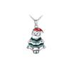 Christmas Santa Geometric Pendant Necklace With Micro Inlaid Alloy For Holiday Celebration