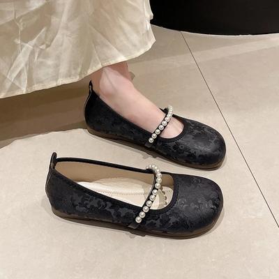 2024 Горячая Распродажа Универсальная Женская Обувь Бисером Круглый Носок Мелкий Рот Темперамент Удобная Женская Обувь Baotou Slip-On
