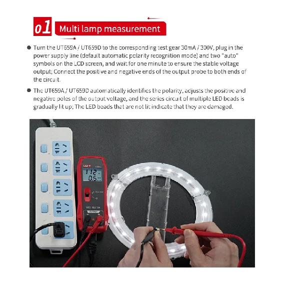 UNI-T UT659A UT659D LED Lamp Tester 0~300V Output TV Backlight Tester Multipurpose LED Strips Beads Test Electric Instruments